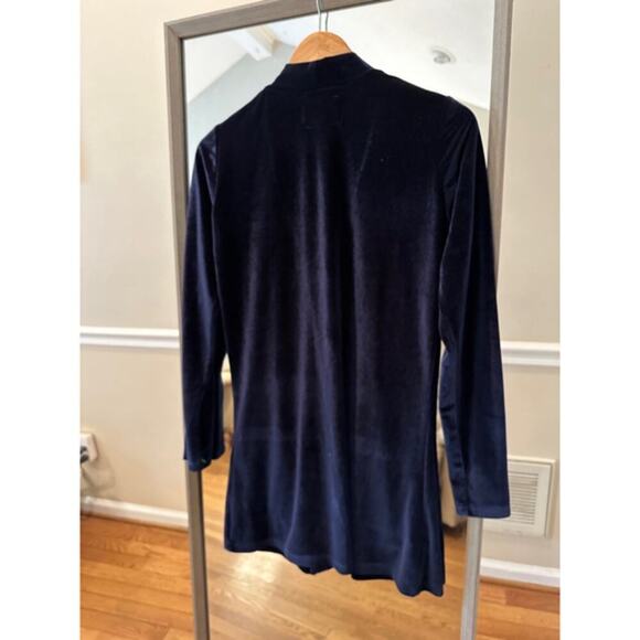 Evy Tree Velour Cardigan Women's Navy Blue Size Small - Picture 6 of 6